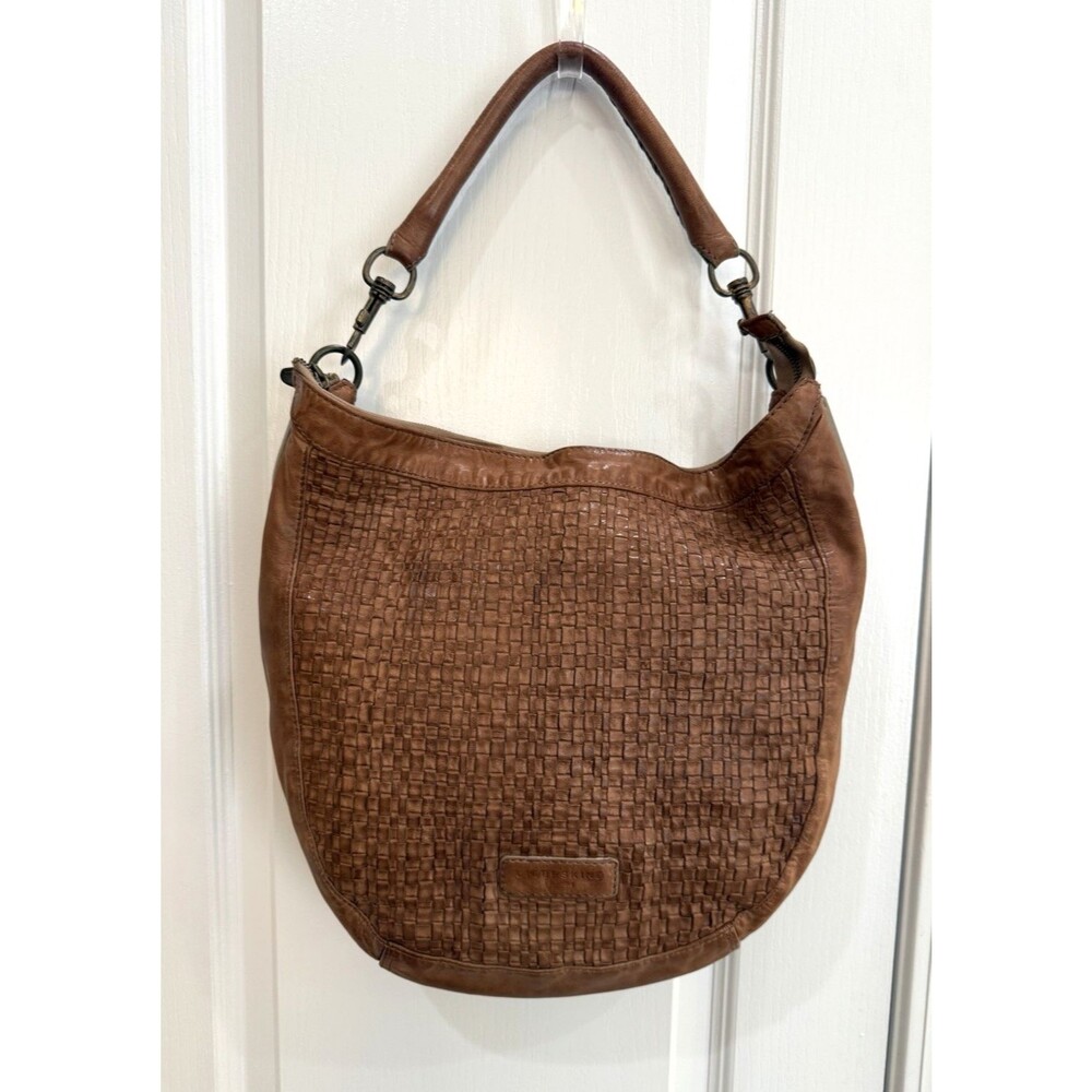 Liebeskind Berlin Brown Woven Sheep Leather Handbag Boho Weave Purse Retro